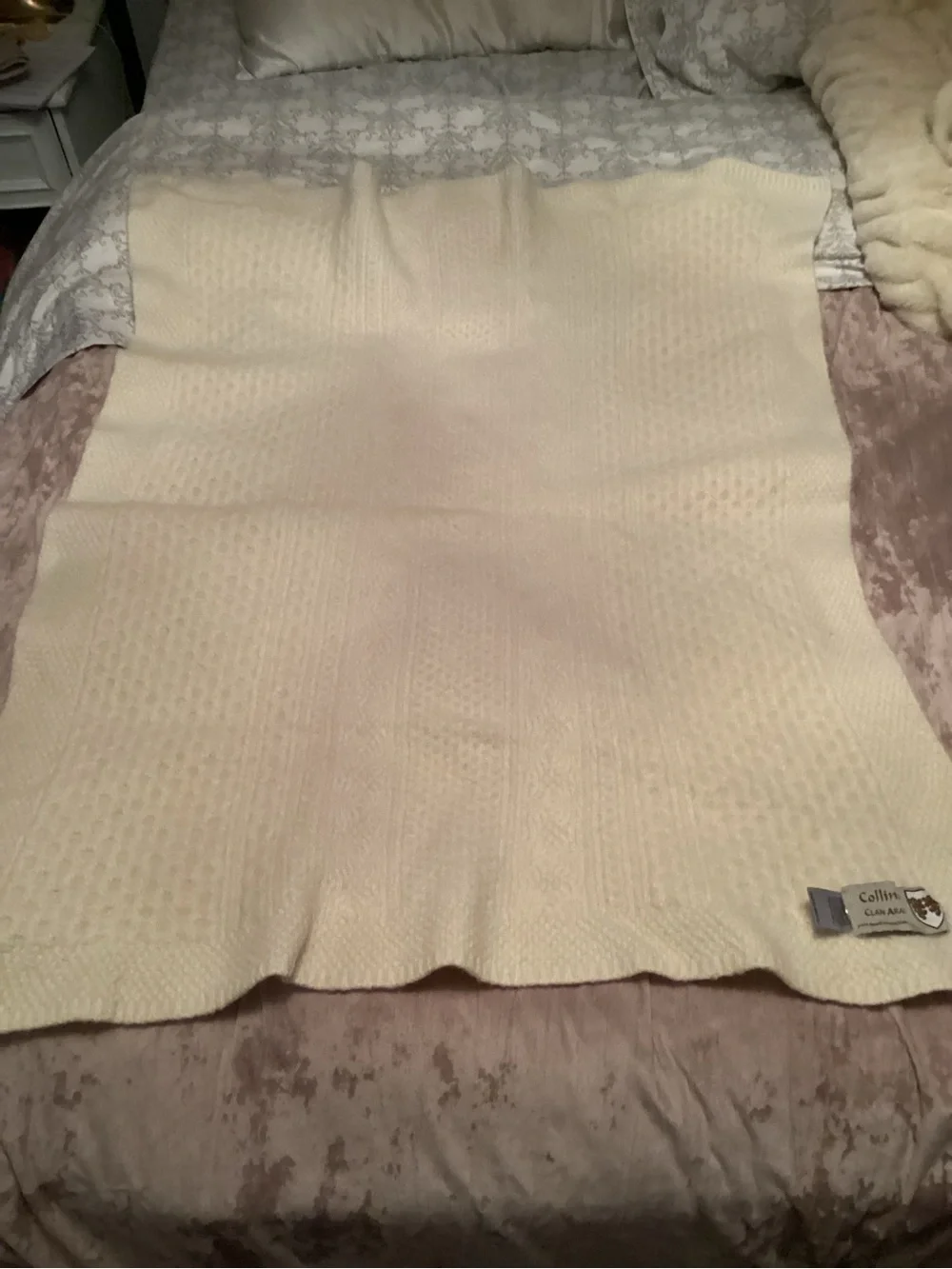 Aran Knit Irish 100% Merino Wool Textured Accent Blanket